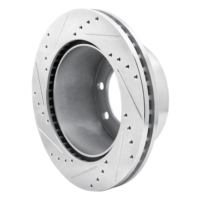Ford F-250 Brake Rotor (1) - Rear Right - R1 Concepts - Drilled & Slotted - Silver - `05-`12